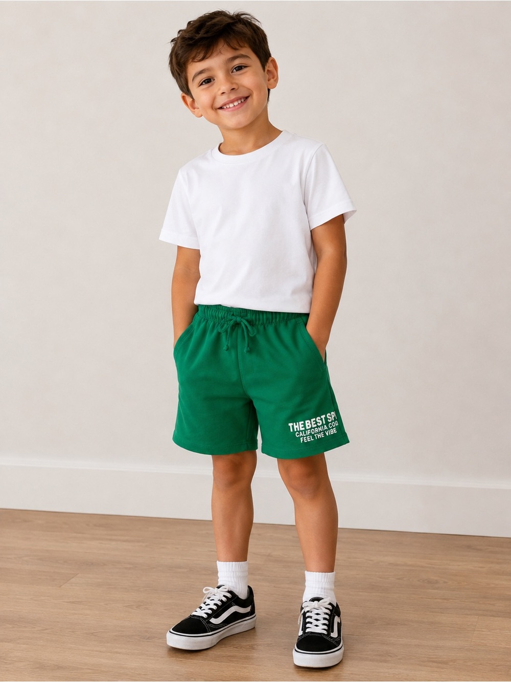 Zara Boys Green Graphic Shorts